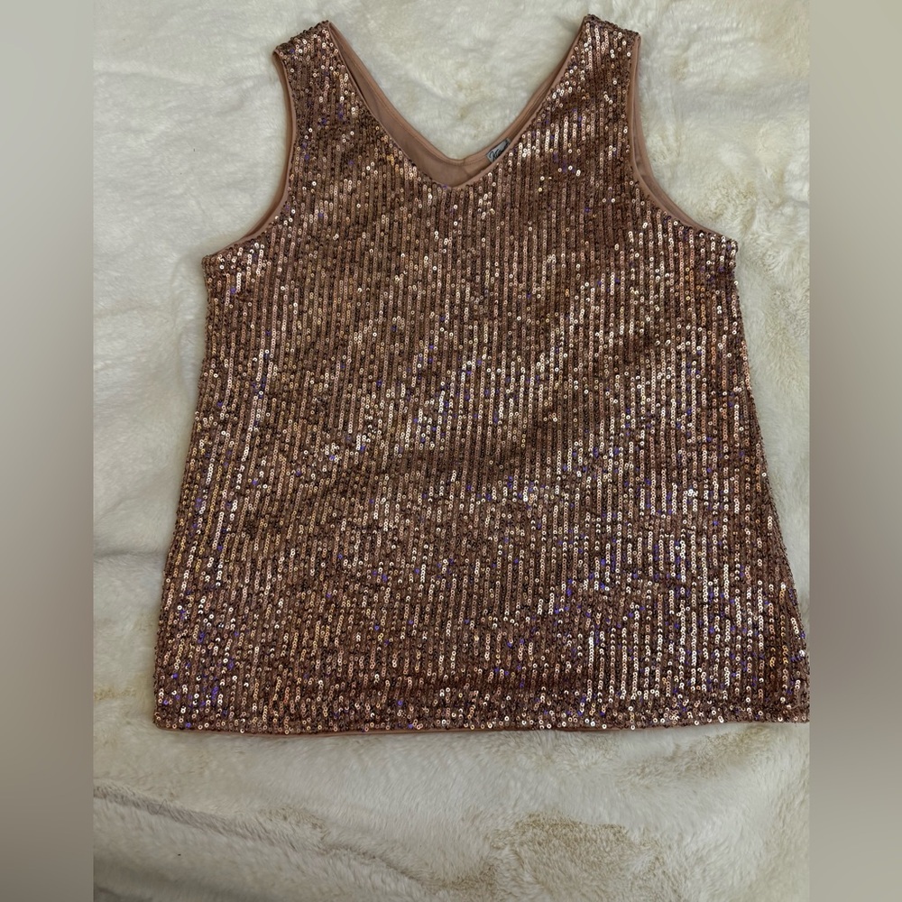 Rose gold Sequin Sleeveless Top